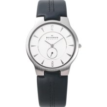 Skagen 433lslc Mens/gents Ultra Slim Black Leater Watch Â£100rrp (new)