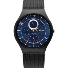 Skagen Blue Dial Black Mesh Strap Mens Watch 806XLTBN