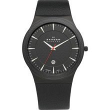 Skagen Denmark Mens Black Leather Watch 234xxltlb