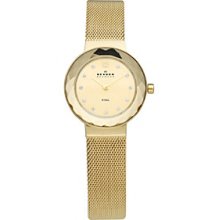 Skagen Denmark Women's Goldtone Faceted Glass Bezel Watch Women's