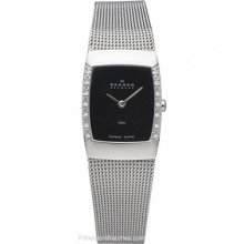 Skagen Ladies Swarovski Crystals Stainess Black Dial 684XSSBPL