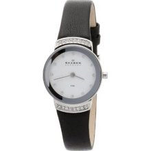Skagen Luxury on Black Leather Mother-of-pearl Dial Women's watch #812SSLB1