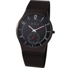 Skagen Men's Black Titanium Analog Watch - Mesh Bracelet - Black Dial - 805XLTBB