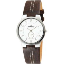 Skagen Mens Brown Leather Strap 433LSL1 Watch