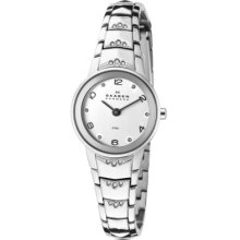 Skagen Women s Japanese Quartz Swarovski Accent Silver-tone Stainless Steel Bracelet Watch