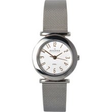 Skagen Women's Stainless Round Mesh Analog Watch - White Dial - 107SGSC