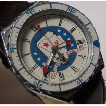 Slava Men's Silver Quartz U.S.S.R. Roman Numerals Watch w/ Strap