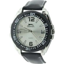 Slazenger Mens Black Leather Watch/official Stockist/ Brand New(rrpÂ£25)