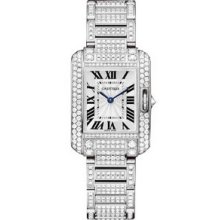 Small Cartier Tank Anglaise White Gold Pave Watch HP100559