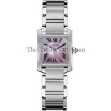 Small Cartier Tank Francaise Steel Pink MOP Ladies Watch W51028Q3