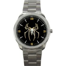 Spider Shape Chromed Logo Silver Sport Metal Mens Watch
