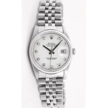 Stainless Steel Datejust Model Custom Added White Diamond Dial