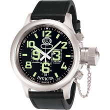 Stainless Steel Russian DIver Black Dial Chronograph Leather Strap