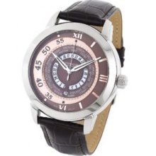Stuhrling Original 118B.3315K76 Stainless Steel Case-Brown and Rosetone Dial-Brown Leather Strap