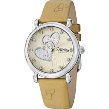 Stuhrling Original 120 1115t15 Quartz Dazzling Hearts Leather Strap Womens Watch