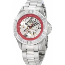 Stuhrling Original 331.121156 Ladies Automatic with Stainless Steel Caseandamp;#44; Stainless Steel Case with Red Minutes Track and Stainless Steel Link Bracelet