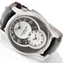 Stuhrling Original Men's Kensington Grand Quartz Dual Time Leather Strap Watch