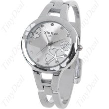 Stylish Silver Tone Bracelet Style Bangle Quartz Wrist Watch for Women