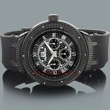 Super Techno Black Watches: Mens Diamond Watch 0.10ct