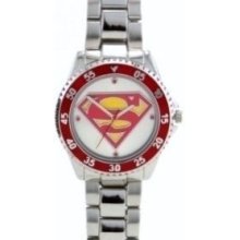 SUPERMAN: The Man of Steel Quartz Sports Watch by Accutime DC Comics - Silver Tone SUPERMAN: The Man of Steel Quartz Sports Watch by Accutime DC Comics - Silver Tone