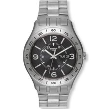 Swatch YTS704G Men's Swiss Made Stainless Steel Black Dial Watch