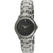 Swiss Edition Se3807-M Swiss Made Mens All Silver Round Watch With A Charcoal Dial