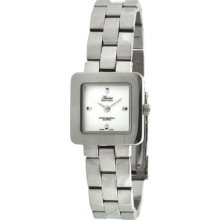 Swiss Edition Se3813L-Wt Swiss Made Ladies Silver Square Watch With A White Dial
