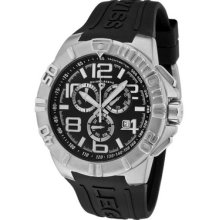 Swiss Legend Men's Super Shield Chronograph Black Dial Black Silicone