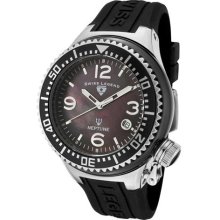 Swiss Legend 'Neptune' Ceramic Black MOP Dial Black Silicon Watch ...