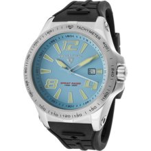 SWISS LEGEND Watches Men's Sprint Racer Light Blue Dial Black Silicone