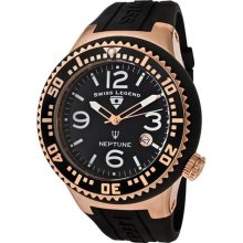 SWISS LEGEND Watches Men's Neptune Black Dial Black Silicone Black Si