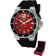 SWISS LEGEND Watches Men's Abyssos Automatic Red Dial Black Silicone
