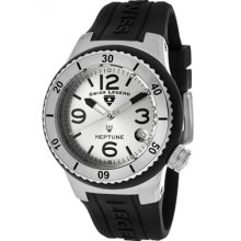 SWISS LEGEND Watches Women's Neptune (40 mm) Silver Dial Black Silicon