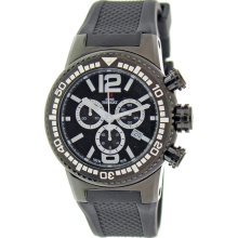 Swiss Precimax Men's Titan Elite SP12035 Black Silicone Swiss Chronograph Watch with Black Dial