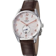 Tag Heuer Men's 'Carrera' Silver Dial Brown Leather Strap Watch ...