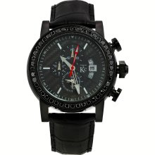Techno Com KC Men's Black Diamond Carbon Fiber Dial Watch (TECHNO COM BY KC GENUINE DIAMOND WATCH)