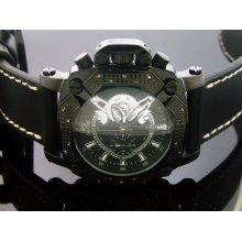 Techno Master 0.25CT Diamond Square Black Case Watch