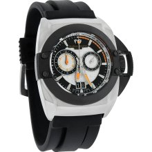Technomarine Dual Time Mens Black Rubber Strap Swiss Quartz Watch 909007