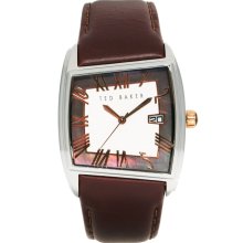 Ted Baker Square Face Leather Strap Watch TE1060 Brown