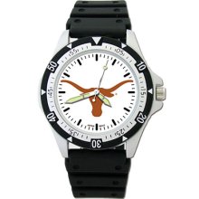 Texas Longhorns Ut Ncaa Men's Large Dial Sports Watch W/rubber Bracelet