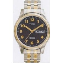 Timex Elevated Classics Dress Expansion Watch W/ Black Dial & Gold Numbers