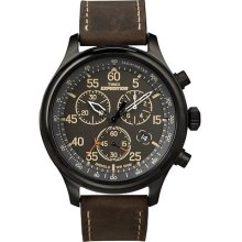 Timex Expedition Chronograph Black Dial Brown Leather Strap Gents Watch T49905