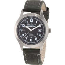 TIMEX Expedition New Mens Round Steel Watch Indiglo Leather Strap Quartz - Surgical Steel