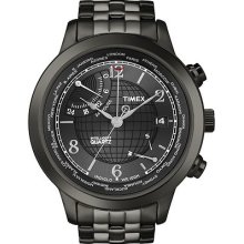 Timex Gents Iq Traveller Series World Time Black Bracelet Watch T2n614