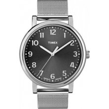 Timex Ladies's Quartz Watch With Black Dial Analogue Display And Silver Stainless Steel Bracelet T2n599pf
