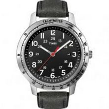 Timex Men`s Weekender Sport Black Dial Black Distressed Strap Watch