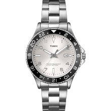 Timex Men's Ameritus Sport White Sunray Dial Watch, Stainless Steel