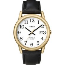 Timex Men's Easy Reader Quartz Brass Case Black Leather Strap Watch