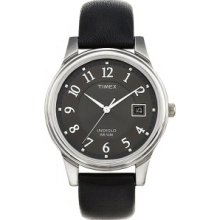 Timex Men's Elevated Classics Dress Strap Black Leather Watch ...