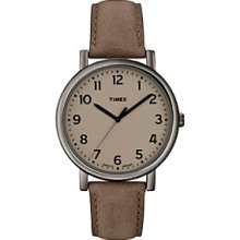 Timex Men's Originals with Taupe Classic Round Dial and Brown Leather